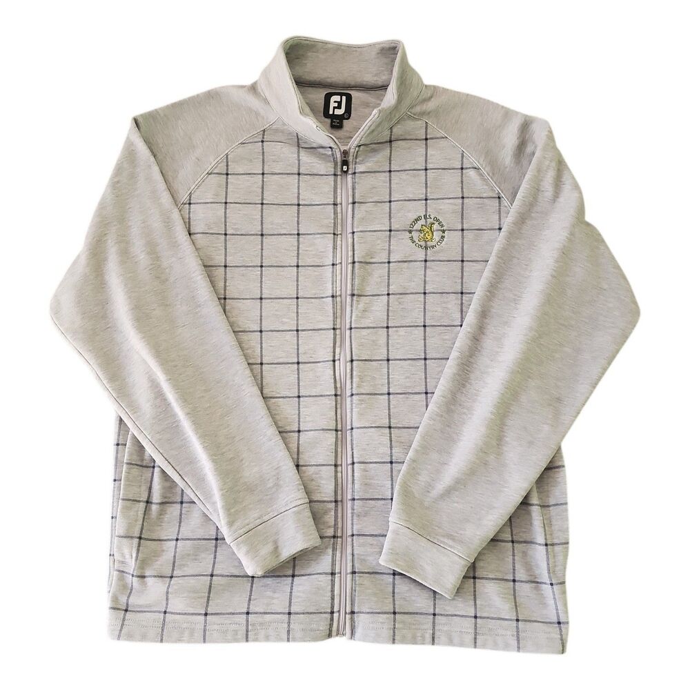 Footjoy FJ 2022 US Open Golf Jacket Men's Large Full-Zip Gray Plaid